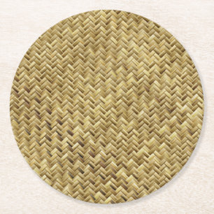 Dessous De Verre Rond Texture de paille tissée rustique