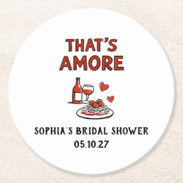 Dessous De Verre Rond That's Amore Italian Bridal Shower Whimsical Red