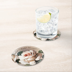 Dessous De Verre Rond Thème Mariage Rose Thé