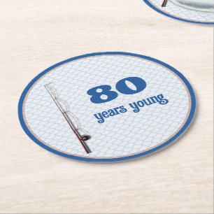 Dessous De Verre Rond Thème pêche pour fête d'anniversaire adulte