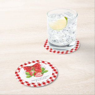 Dessous De Verre Rond Thème personnalisé fraise Anniversaire été