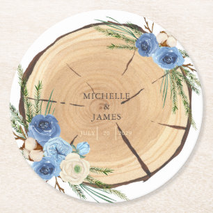 Dessous De Verre Rond Thème Rustique Mariage Woodland