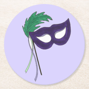 Dessous De Verre Rond Thespian Drama Théâtre Mascarade Masque Mardi Gras