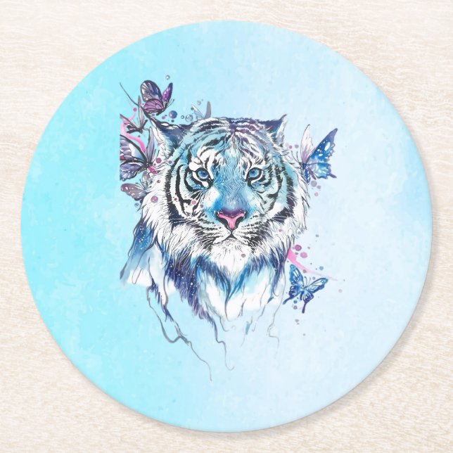 Dessous De Verre Rond Tigre (Devant)