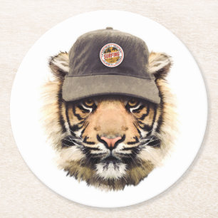 Dessous De Verre Rond Tigre surfant