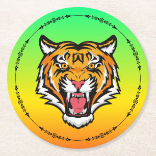 Dessous De Verre Rond Tigre torche tête-25818