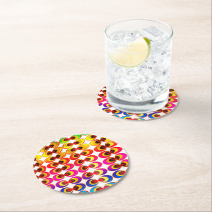Dessous De Verre Rond Tissu psychédélique