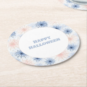 Dessous De Verre Rond Toiles d'araignées Halloween Rose Bleu