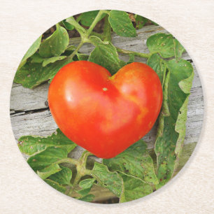 Dessous De Verre Rond Tomate en forme de coeur