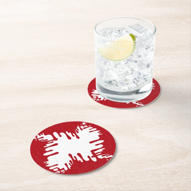 Dessous De Verre Rond Tomato Red Abstract Heart Coaster – Customizable (En situation)