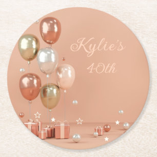 Dessous De Verre Rond Tons des ballons roses 40e