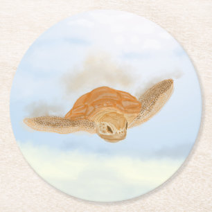 Dessous De Verre Rond Tortue sous l'eau.