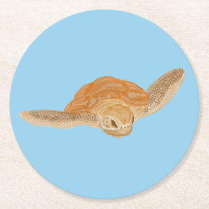 Dessous De Verre Rond Tortue sous l'eau - transparente.