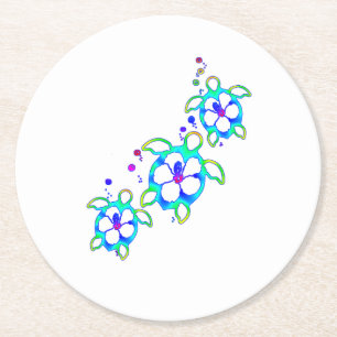 Dessous De Verre Rond Tortues hawaïennes Honu