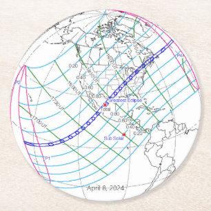 Dessous De Verre Rond Total Solaire Eclipse 2024 Global Path