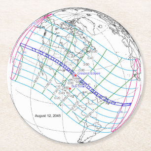 Dessous De Verre Rond Total Solaire Eclipse 2045 Global Path