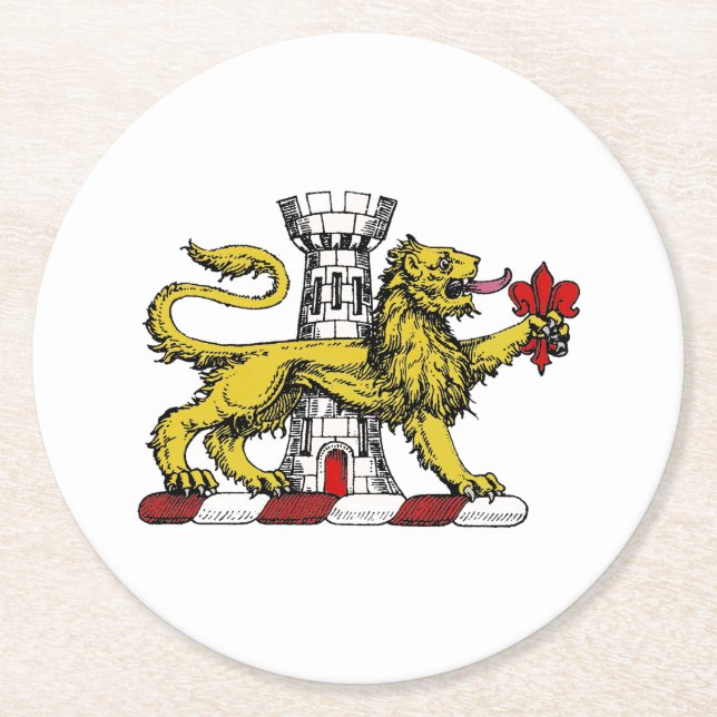 Dessous De Verre Rond Tour Lion Fleur de Lis Crest Emblem C (Devant)