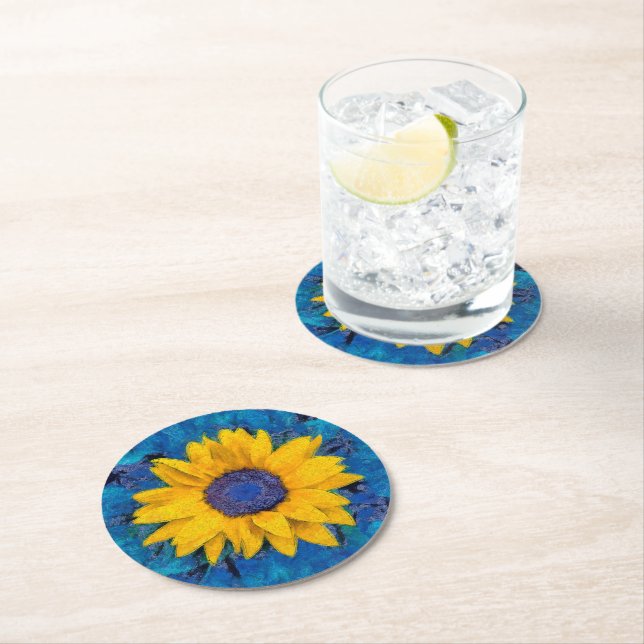 Dessous De Verre Rond Tournesol (En situation)