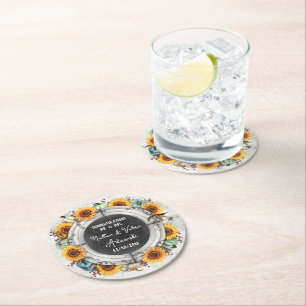 Dessous De Verre Rond Tournesol Citrouille Campagne Rustique Mariage de 