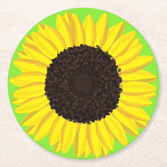Dessous De Verre Rond Tournesol fête d'anniversaire (Devant)