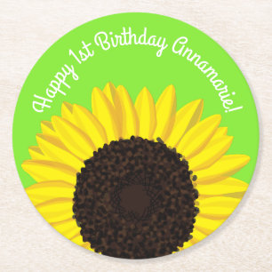 Dessous De Verre Rond Tournesol fête d'anniversaire