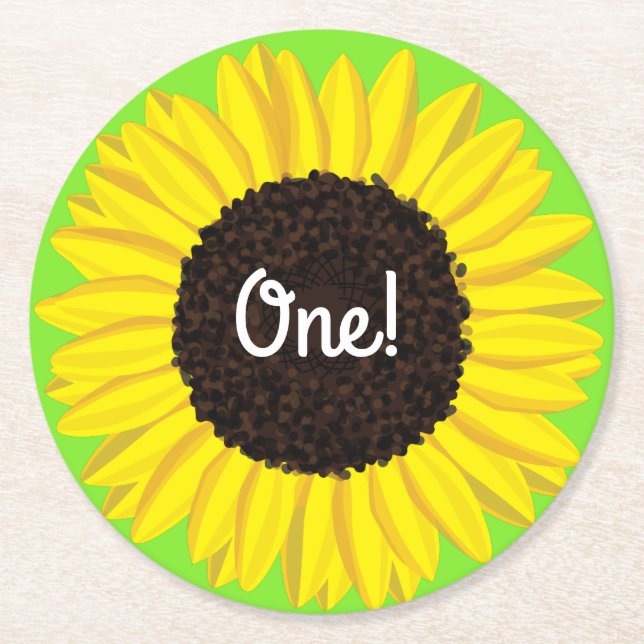 Dessous De Verre Rond Tournesol fête d'anniversaire (Devant)