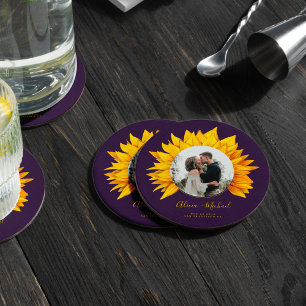 Dessous De Verre Rond Tournesol photo mariage rustique enregistrer la da