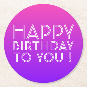 Dessous De Verre Rond Tout nom modifiable Joyeux Anniversaire Rose Viole