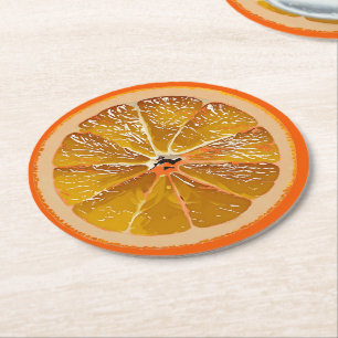 Dessous De Verre Rond Tranche d'orange juteuse - amusant