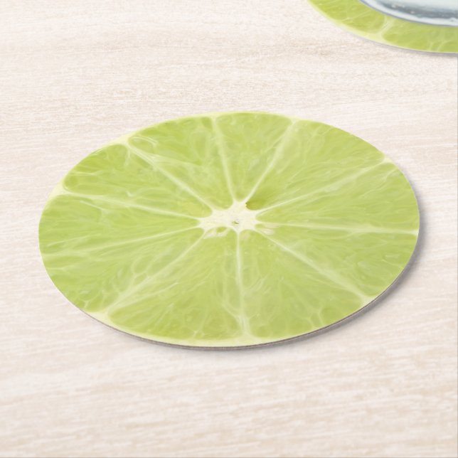 Dessous De Verre Rond Tranche fraîche de fruit de chaux (Incliné)