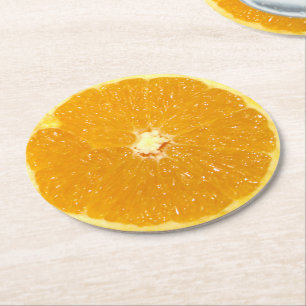 Dessous De Verre Rond Tranche fraîche de fruit orange