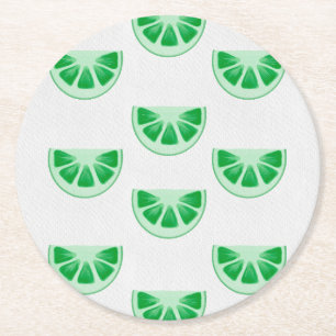 Dessous De Verre Rond Tranches de citron vert frais minimaliste sur toil