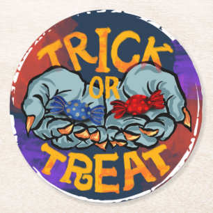 Dessous De Verre Rond Treak ou Treat Scary Halloween