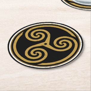 DESSOUS DE VERRE ROND TRISKELION TRIPLE CELTIQUE SPIRAL