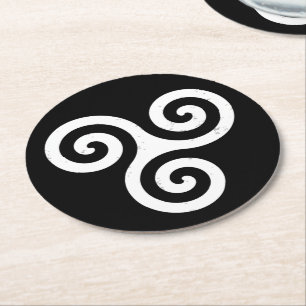 DESSOUS DE VERRE ROND TRISKELION TRIPLE CELTIQUE SPIRAL