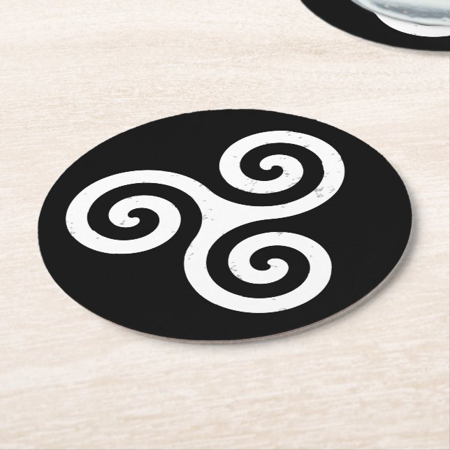 DESSOUS DE VERRE ROND TRISKELION TRIPLE CELTIQUE SPIRAL (Incliné)