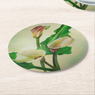 Dessous De Verre Rond Trois Lys Calla Étonnant Botanique Acrylique