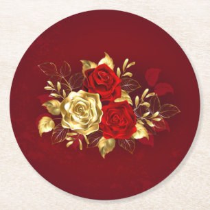 Dessous De Verre Rond Trois Roses de bijoux