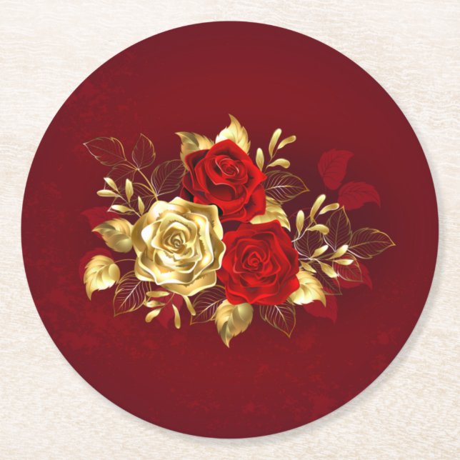 Dessous De Verre Rond Trois Roses de bijoux (Devant)