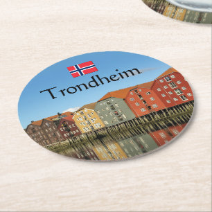 Dessous De Verre Rond Trondheim Norvège Souvenir