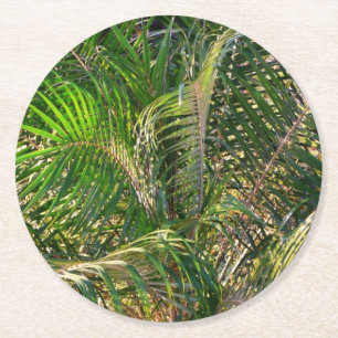 Dessous De Verre Rond Tropique des contours de palmiers clairs du couche