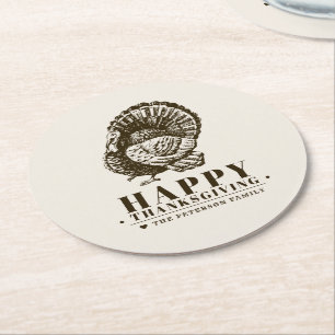 Dessous De Verre Rond Turquie sauvage   Thanksgiving