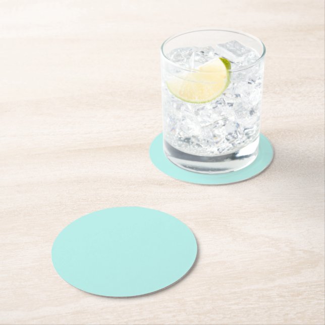Dessous De Verre Rond Turquoise clair solide (En situation)
