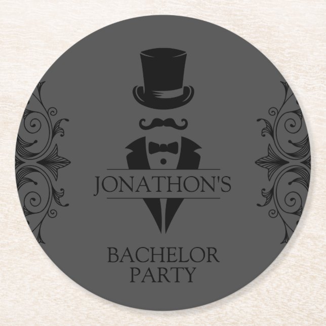 Dessous De Verre Rond Tuxedo Bachelor Party Grey (Devant)