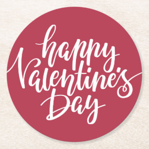 Dessous De Verre Rond Typographie Heureuse Sainte-Valentin   Dessous de 