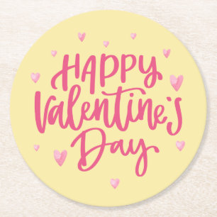 Dessous De Verre Rond Typographie Heureuse Sainte-Valentin  Dessous de v