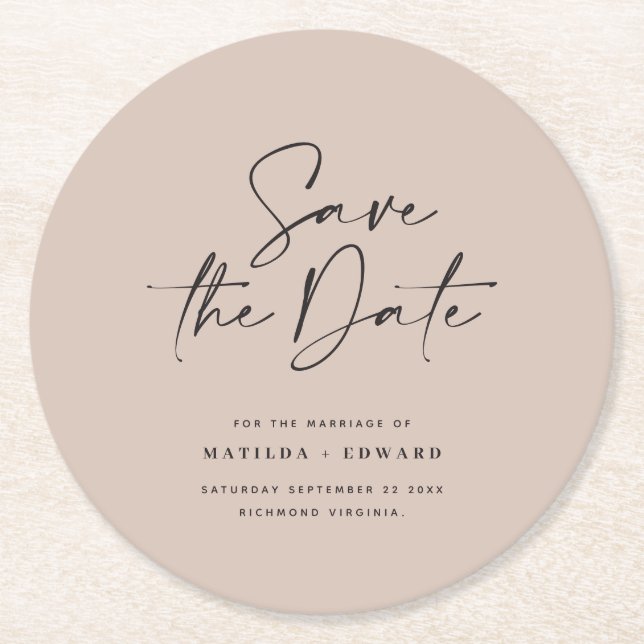 Dessous De Verre Rond Typographiy wedding announcement (Devant)