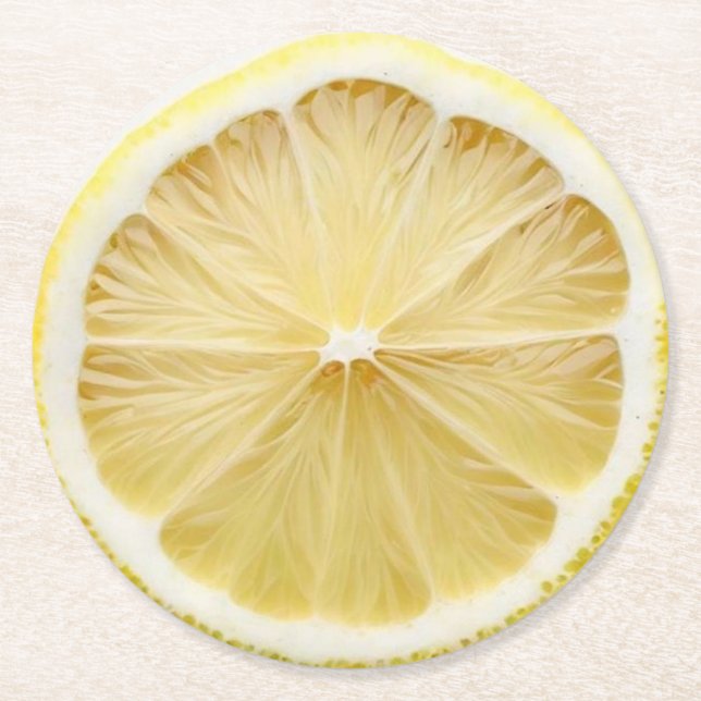 Dessous De Verre Rond Ultra Réalisme Lémon Slice Beverage Coaster (Devant)