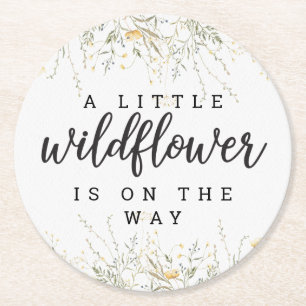 Dessous De Verre Rond Un Baby shower D'Aquarelle Jaune Un Peu Fleur sauv