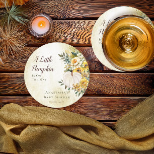 Dessous De Verre Rond Un Baby shower Floral D'Or Une Récolte Un Peu Citr
